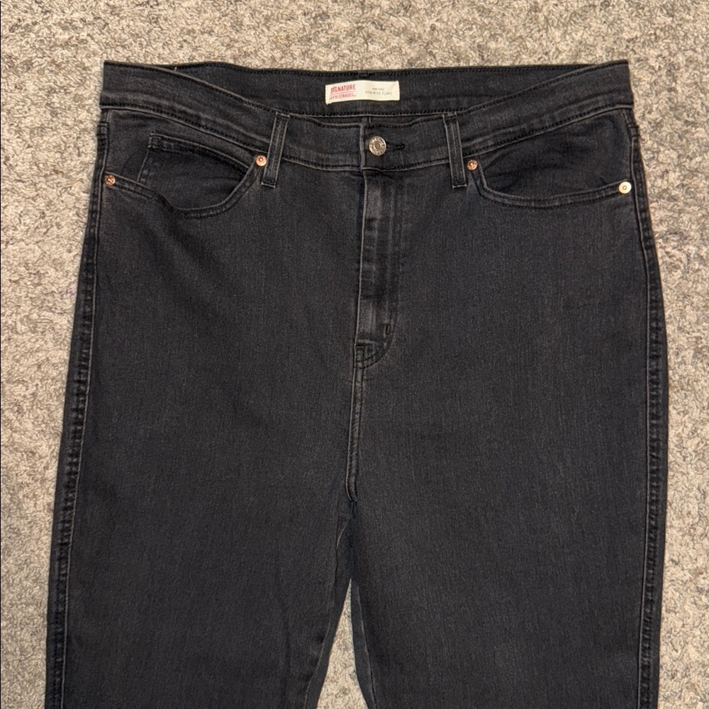🖤NWOT LEVI STRAUSS SIGNATURE BLACK HERITAGE HIGH-RISE FLARE SIZE 16🖤 - Picture 2 of 13